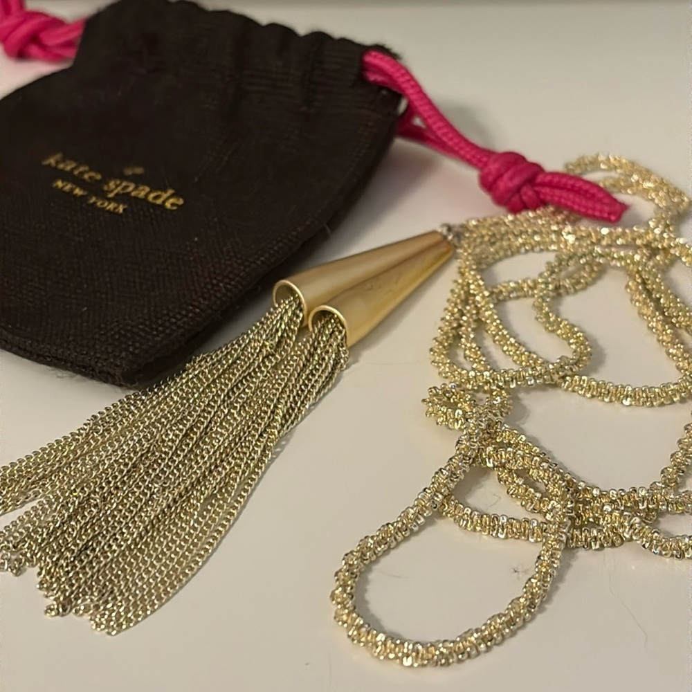Kate Spade Fringe Lariat Gold Necklace